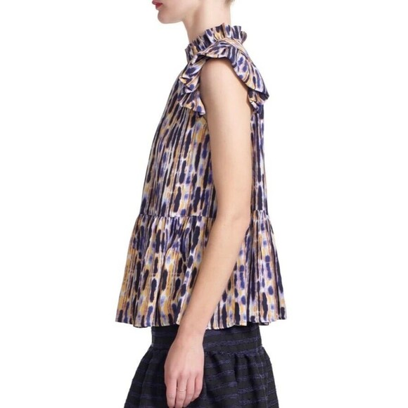 Corey Lynn Calter Aurora Top Drizzle Stripe Ruffle Flutter Sleeve Women’s XS - Picture 5 of 14